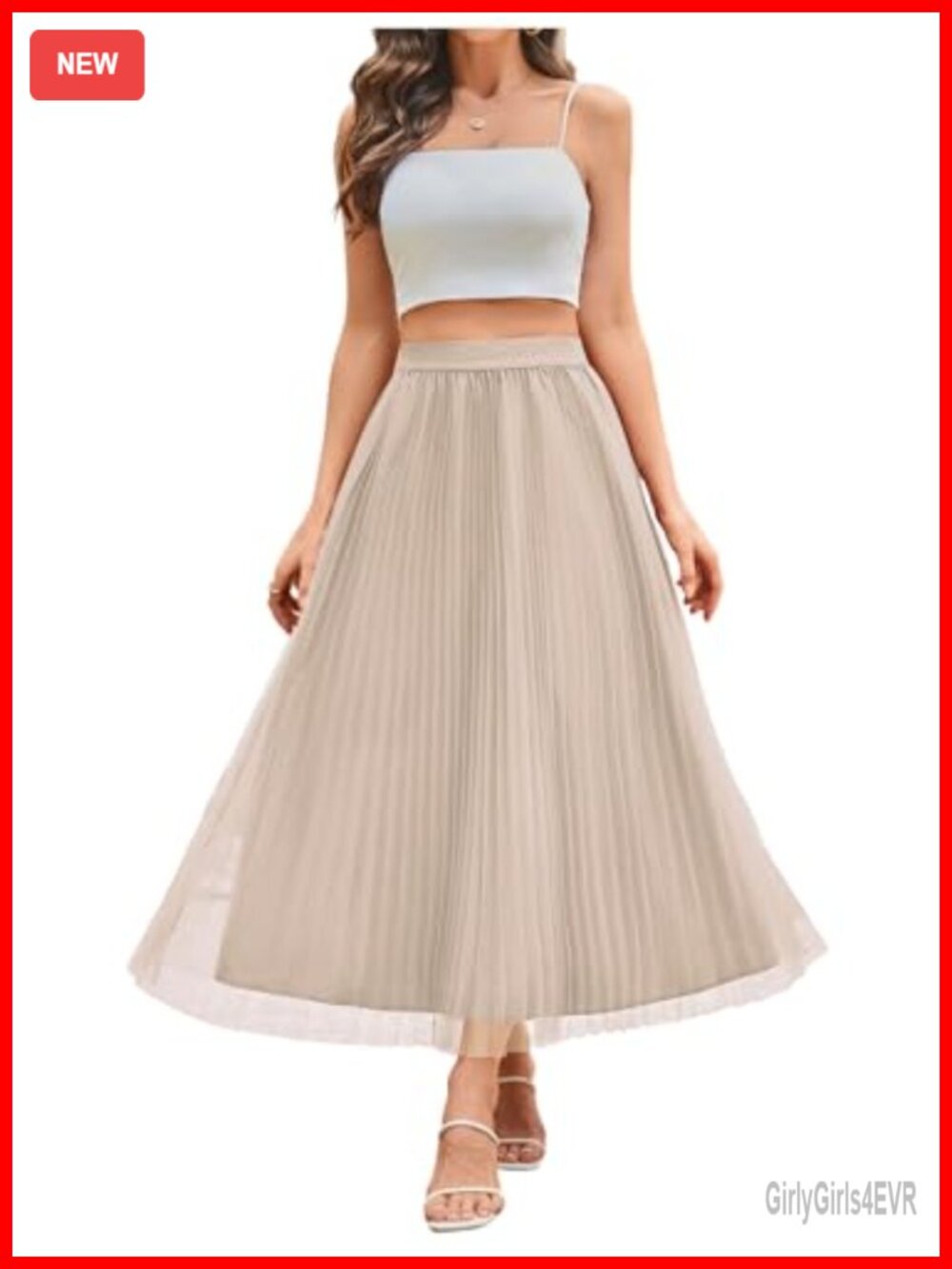 Tulle Mesh Layered A Line High Waist Flowy Long Skirt